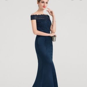 Dark Navy Evening Gown Size 16